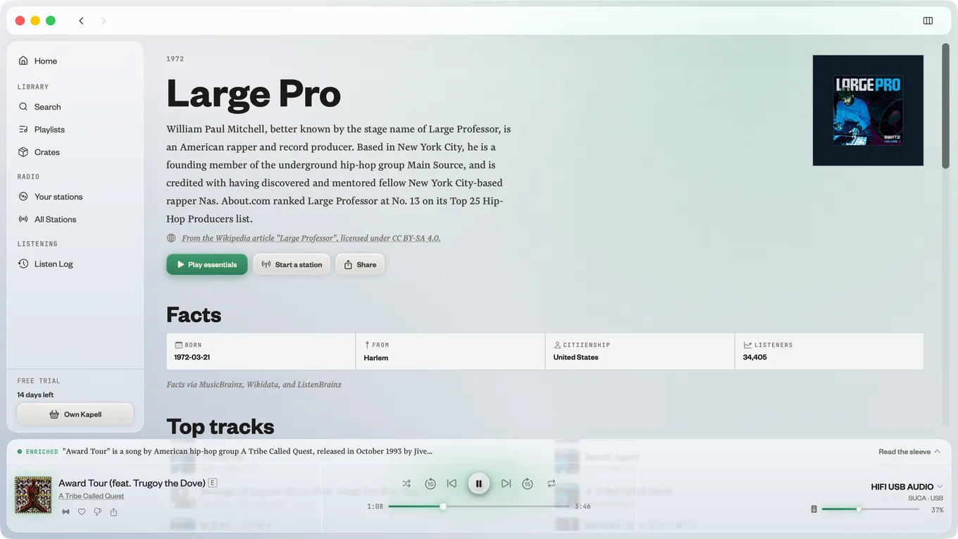 Artist page for Large Professor