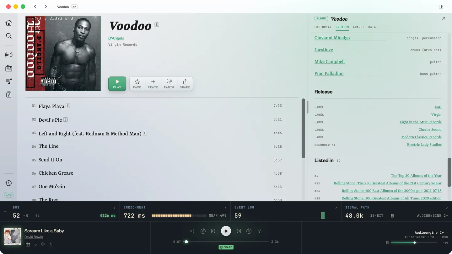 D'Angelo's Voodoo album enrichment detail.